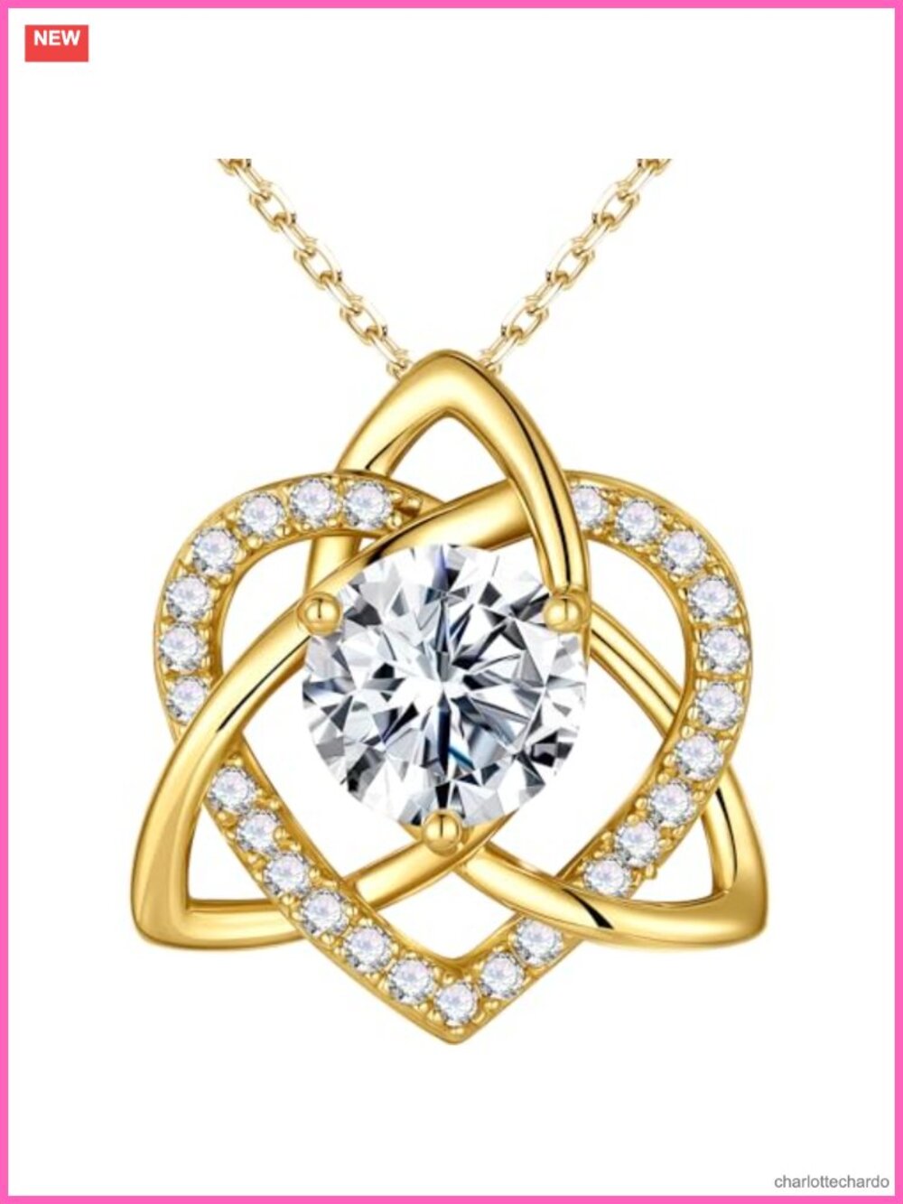 Moissanite Celtic Love Knot Pendant Necklace 925 Sterling Silver